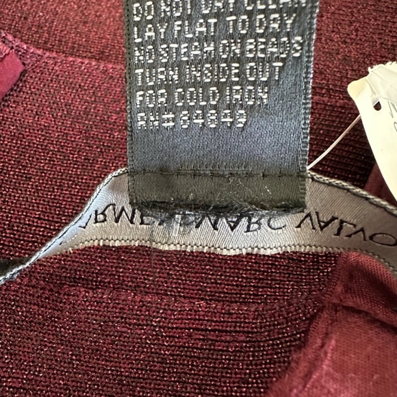 NEW Carmen Marc Valvo | Metallic Beaded Jewels BANDAGE Dress | Burgundy | Neiman - Picture 11 of 15